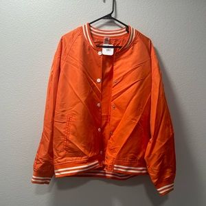 Orange varsity jacket